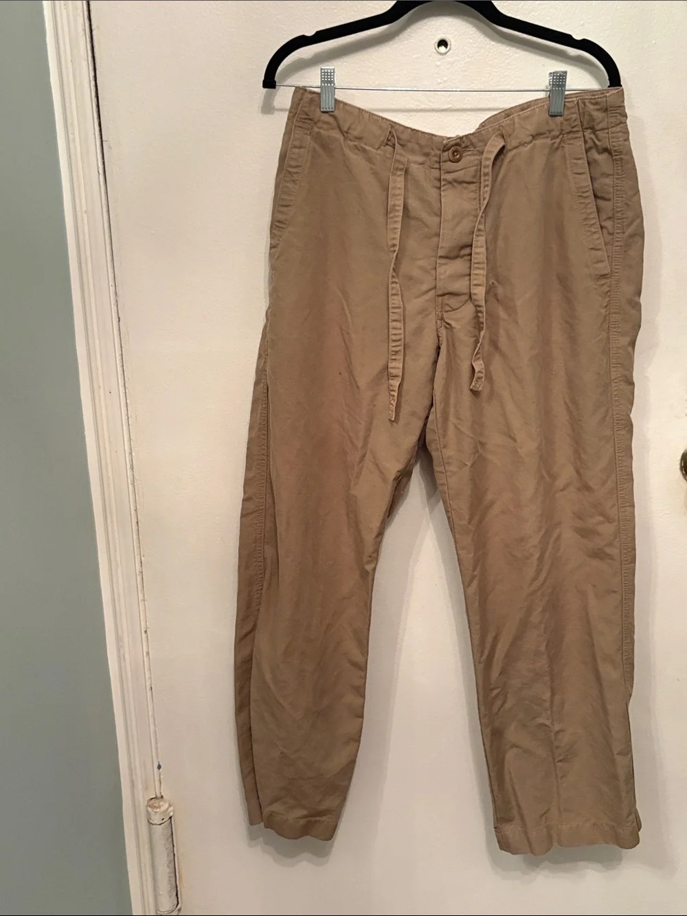 Banana Republic khaki Button/Drawstring Linen blend pants